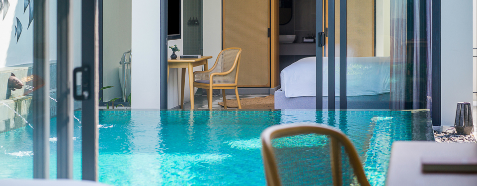 The private pool view next to bedroom at the New World Phu Quoc Resort.
