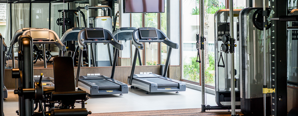 The fitness center with complete and modern equipment at the New World Phu Quoc Resort in Vietnam.