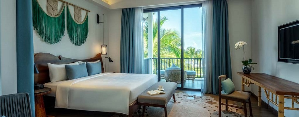 The bedroom on the second floor has large and luxury space at Ocean Pool Villa